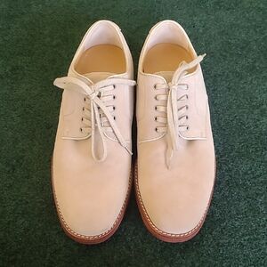Men's Lands End Cream Lace-Up Suede Rubber Sole Shoes 10D